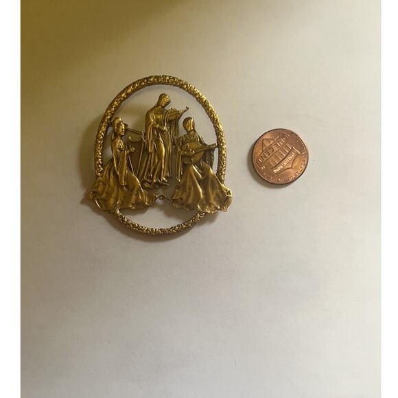 Vintage MFA Museum of Fine Arts Medieval Maidens Playing Music Brooch/Pin - Picture 4 of 8